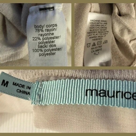 Maurices sz M Lightweight Sheer Back Cream Pullover Sweater FLAWS - Picture 6 of 8